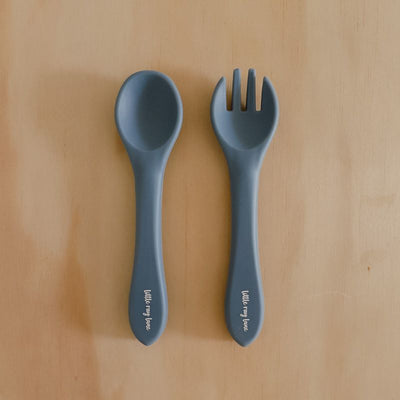 Little Ray Lane Silicone Cutlery Set Steel Blue