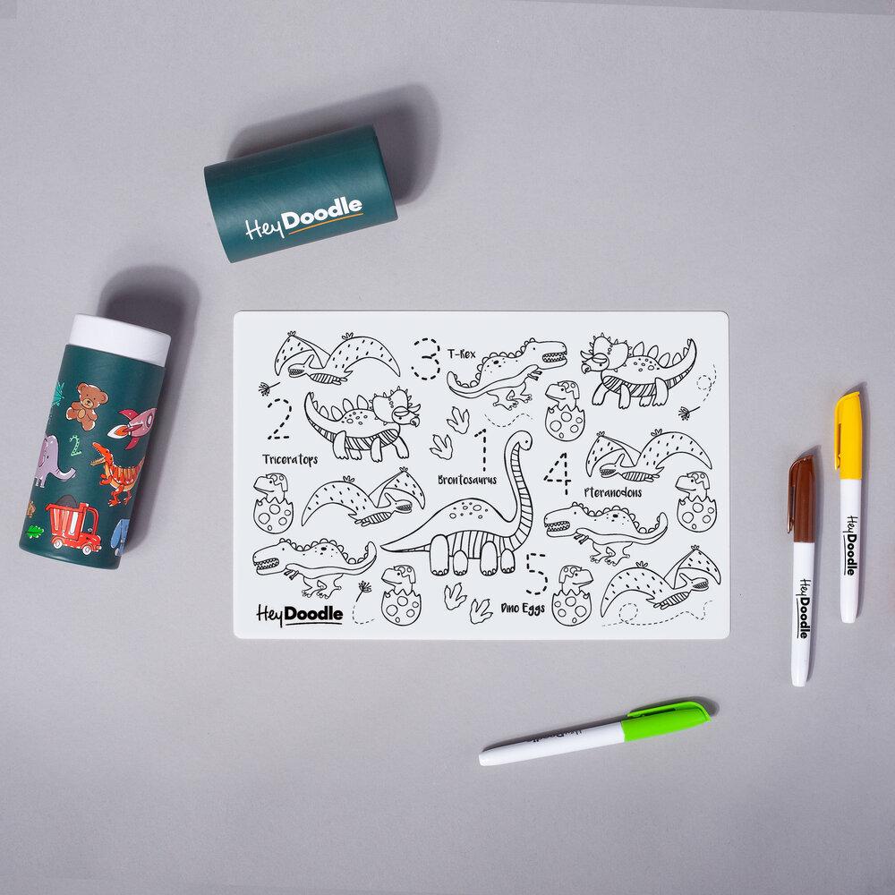 HeyDoodle Reusable Placemat - Mini DinoRoar