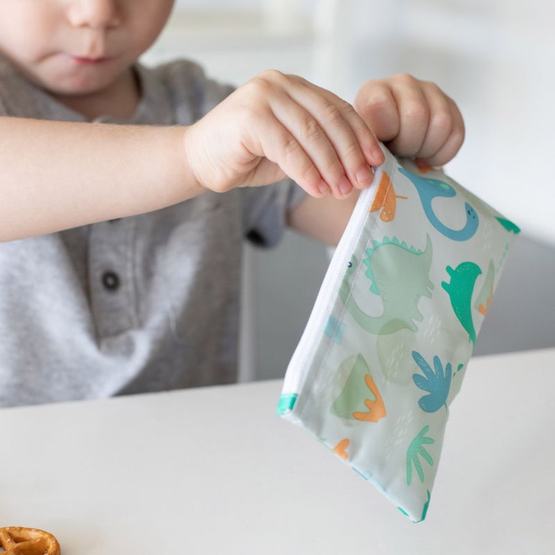 Bumkins Small Snack Bag 2 pack - Blue Tropic/Dinosaurs