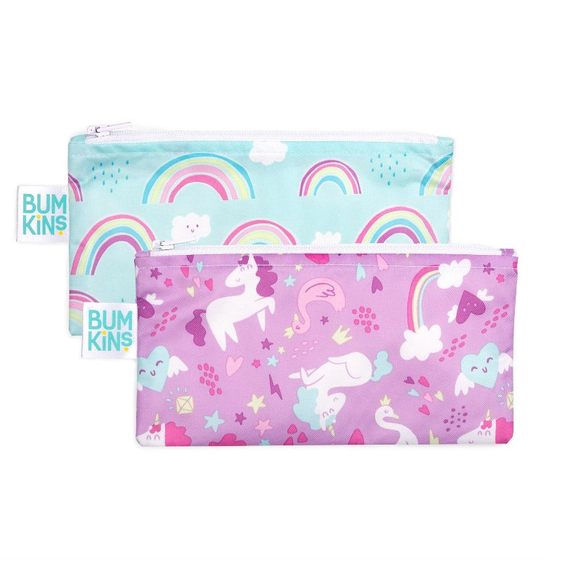 Bumkins Small Snack Bag 2 pack - Unicorn/Rainbow