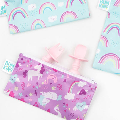 Bumkins Small Snack Bag 2 pack - Unicorn/Rainbow