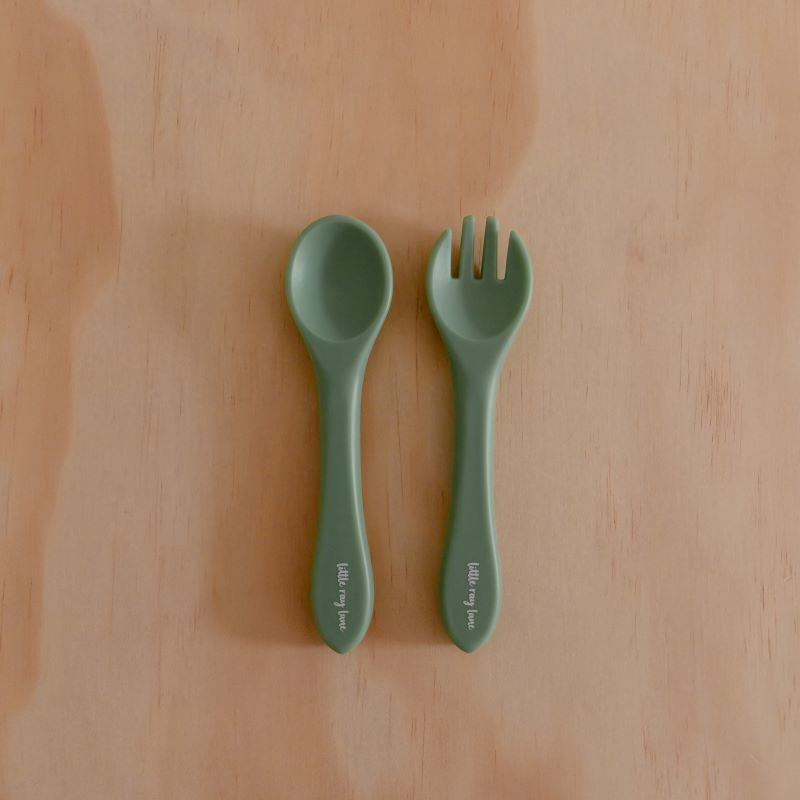 Little Ray Lane Silicone Cutlery Set Sage