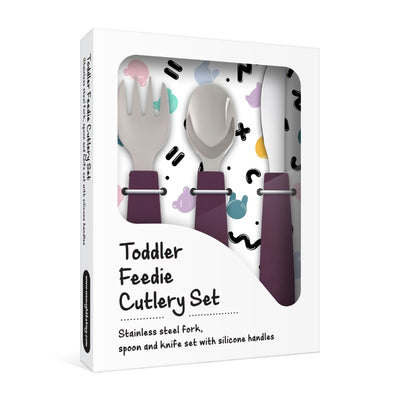 We Might Be Tiny Toddler Feedie Cutlery Set Plum