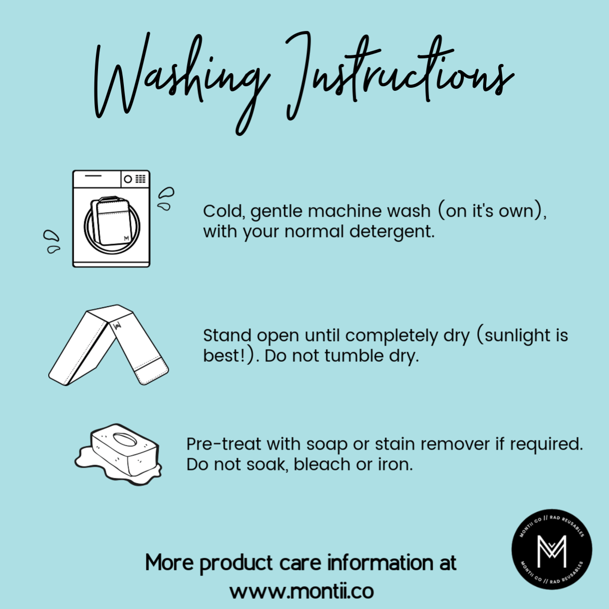 Montii Co Lunch Bag Care Instructions