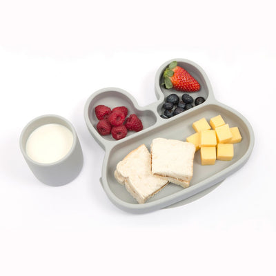 We Might Be Tiny Bunny Stickie Plate - Grey