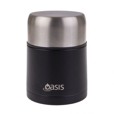 Oasis Stainless Steel Vacuum Insulated Food Flask W/Spoon - 600ml - Matt Black