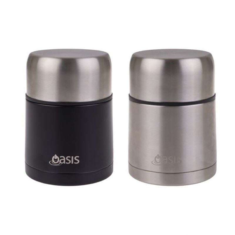 Oasis Stainless Steel Vacuum Insulated Food Flask W/Spoon - 600ml - Silver