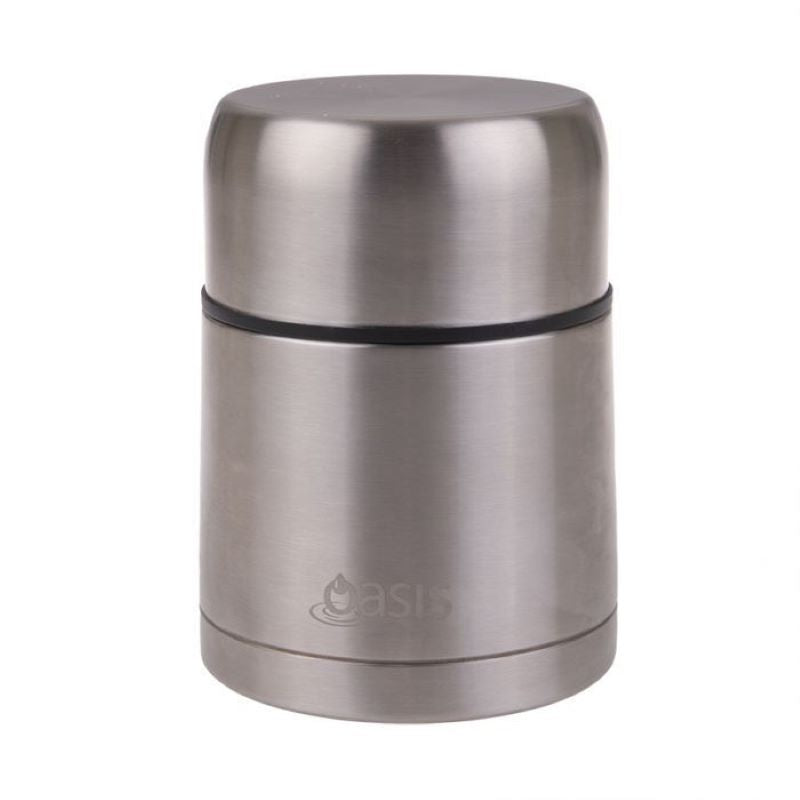 Oasis Stainless Steel Vacuum Insulated Food Flask W/Spoon - 600ml - Silver