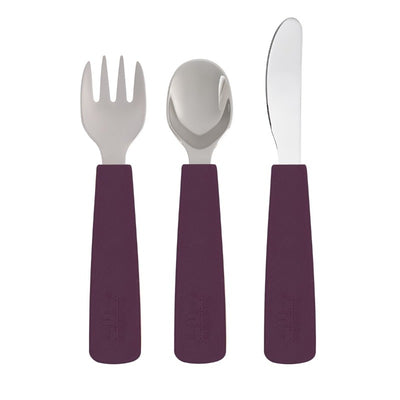 We Might Be Tiny Toddler Feedie Cutlery Set Plum